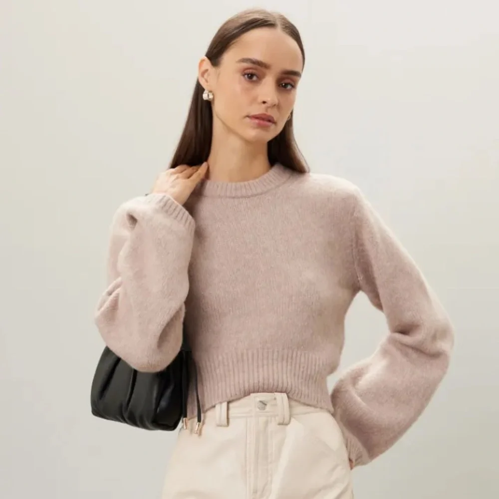 Club Monaco Cable Sleeve Alpaca Blend Sweater - Picture 1 of 11